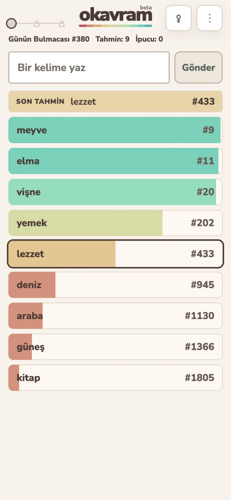 okavram: a daily Turkish word game